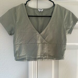 Cotton On Sage Green V-Neck Crop Top